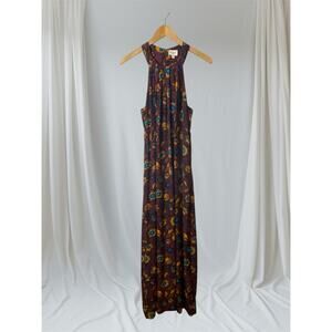Everly Women's Burgundy Fall Floral Sleeveless Maxi Dress Size Medium